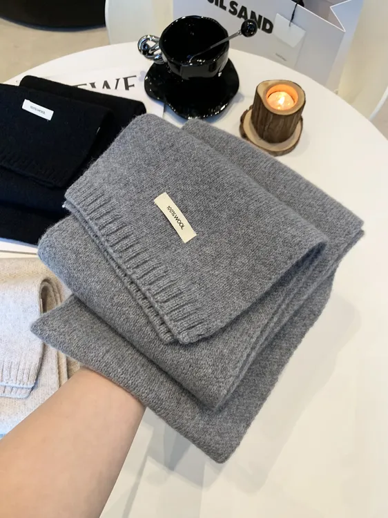 精选澳洲纯羊毛100%羊绒围巾新款百搭男女生情侣冬季保暖针织围脖