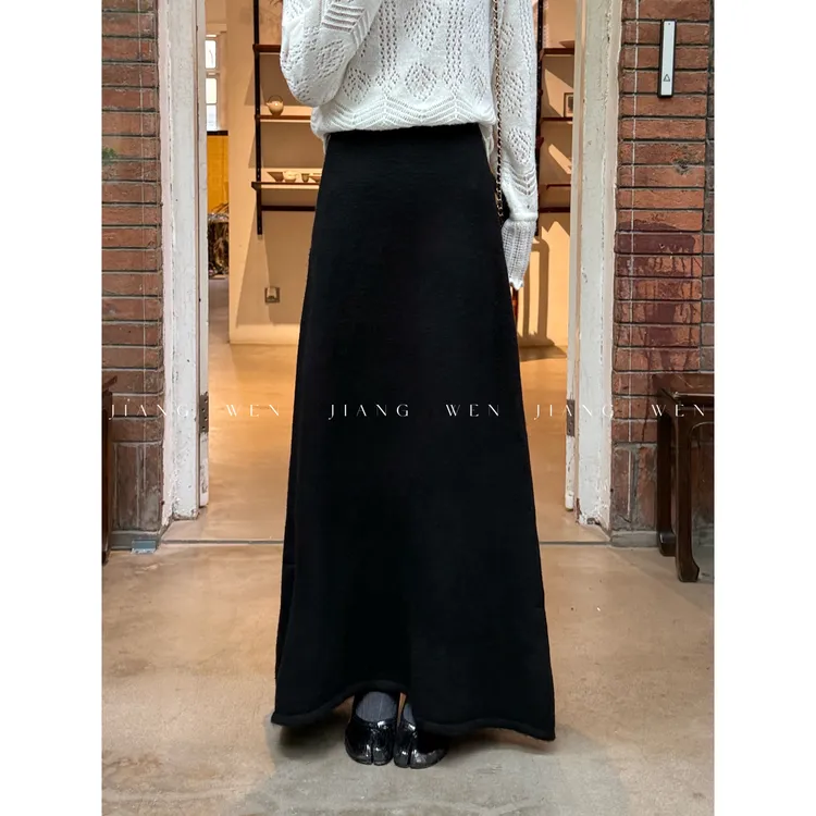 【羊毛半裙】姜雯 百搭高级高腰毛织长款半身裙