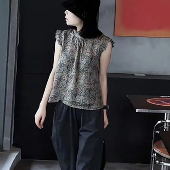女装气质碎花短袖衬衫2025夏季新款慵懒感轻熟风漂亮设计精致上衣