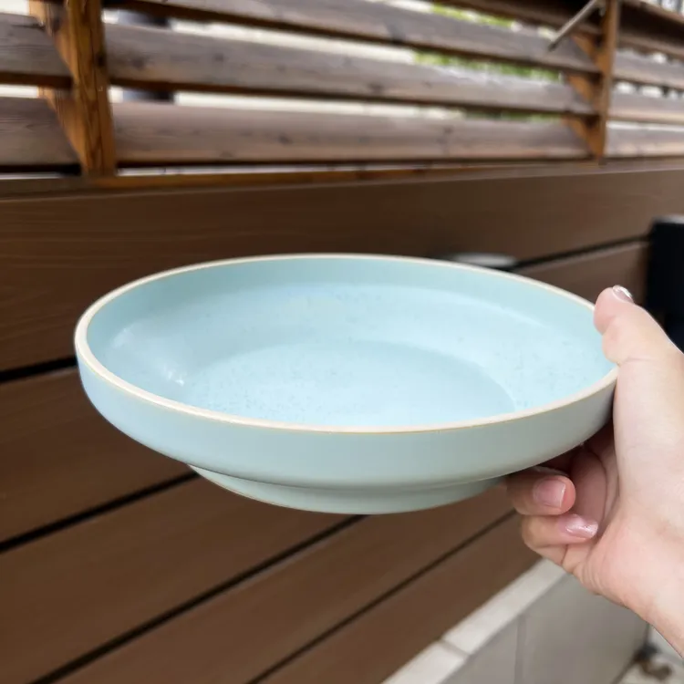 陆家新骨瓷莫兰迪系列复古日式精致家用餐具汤盘碗盘子深盘