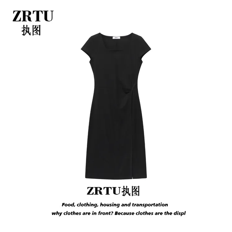 2025春夏新款复古方领高级感收腰显瘦连衣裙