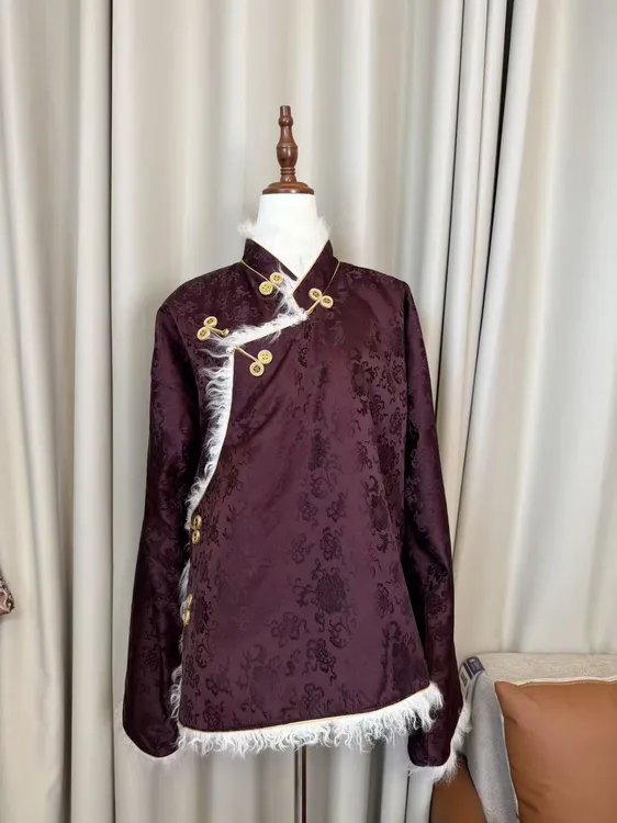 2025加厚落肩袖宽松版型藏式民族风冬季保暖外套