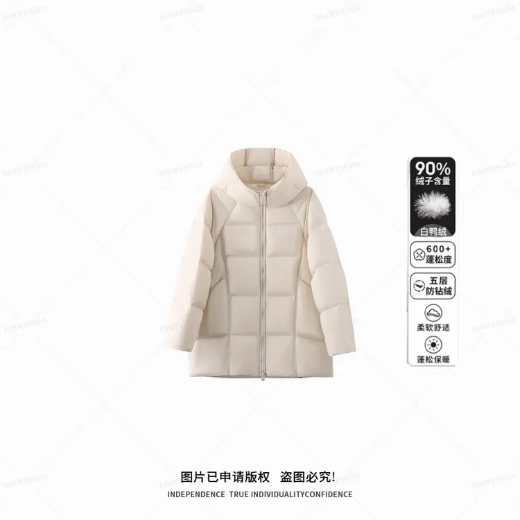 【保真90%白鸭绒】最小210g充绒云朵泡芙中长款保暖加厚羽绒服