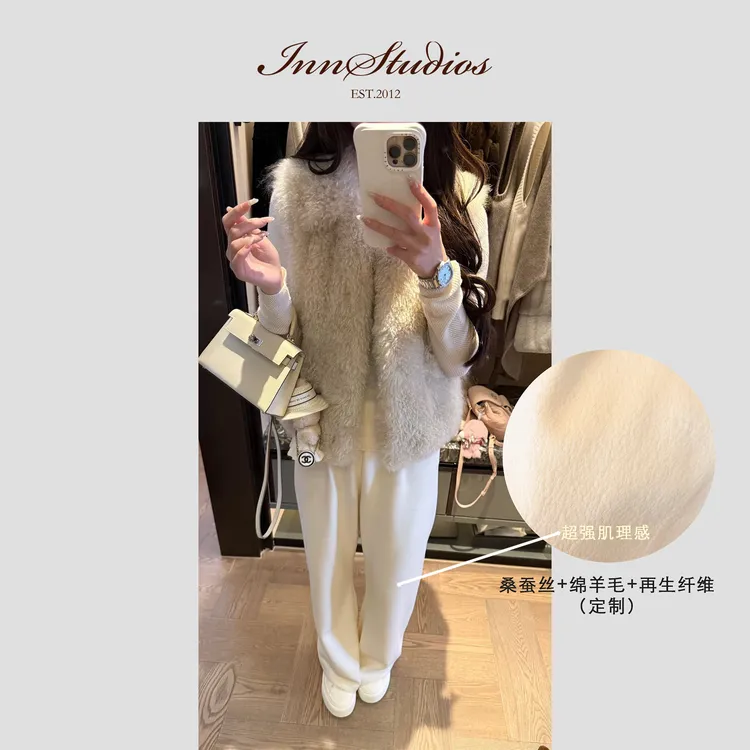 Innstudios「龟裂直筒裤」肌理感显身材直筒秋冬休闲裤窄版拖地裤