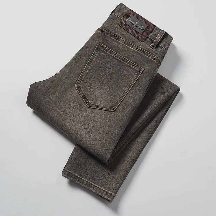 秋季轻奢牛仔裤男款修身小直筒2025新款三本针弹力九分长裤子男
