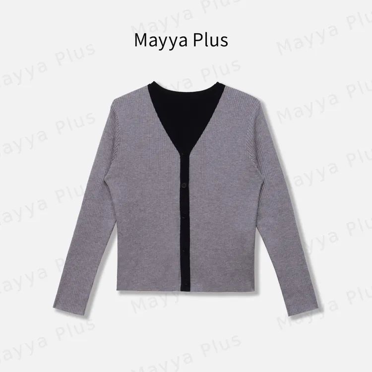 【翻译官】Mayya Plus麦芽定制韩系流光风V领针织开衫上衣32536802