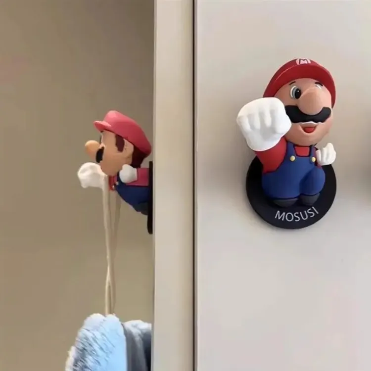 可爱卡通马里奥挂钩卫生间毛巾免打孔挂钩门口悬挂钥匙毛巾架HR
