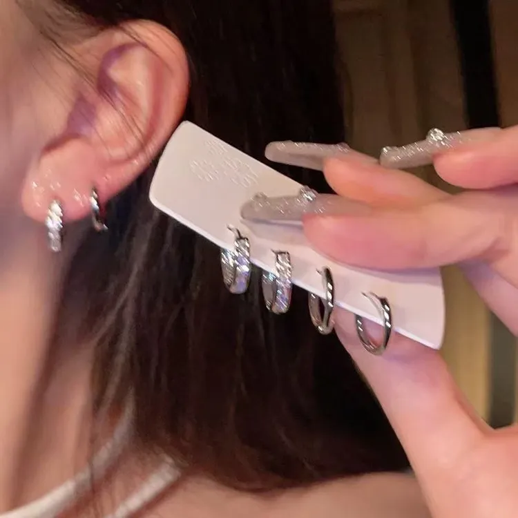 铜合金耳饰 4件套 !精致百搭耳环小众设计感耳饰女高级感耳钉女