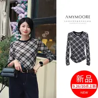  AMYMOORE艾莫尔2025年女装秋季T恤长袖打底显瘦紧身时尚381295