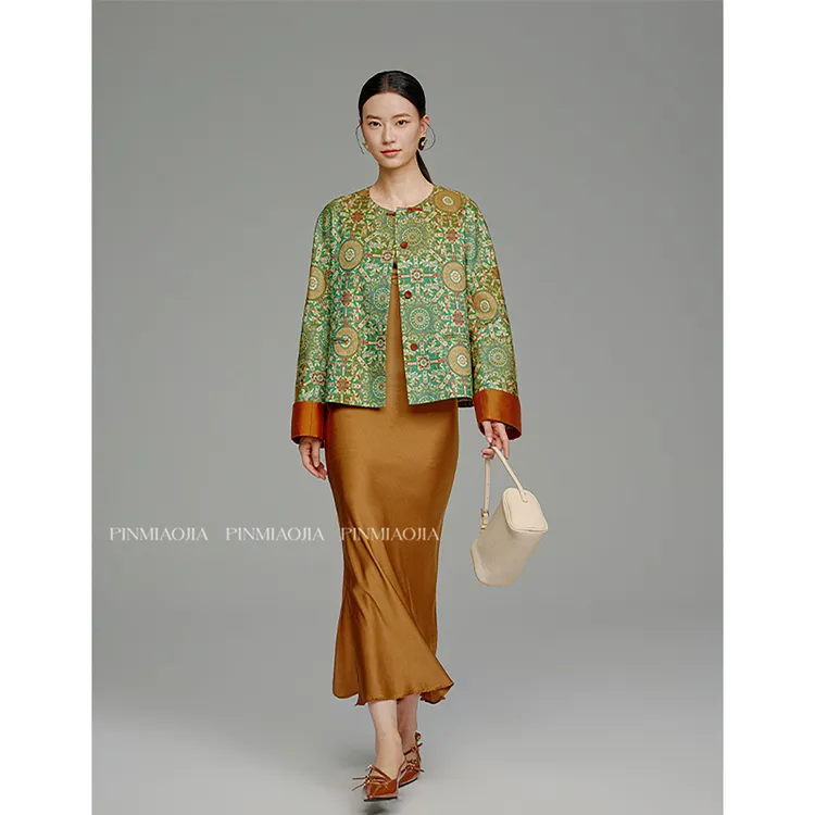 【八达运】100%桑蚕丝非遗蜀锦外套100%桑蚕丝新国风女装