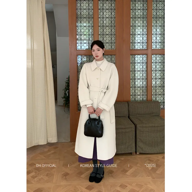 DH大花【文佳瑛 coat】冬季双面呢高级绵羊毛&兔毛毛呢外套      