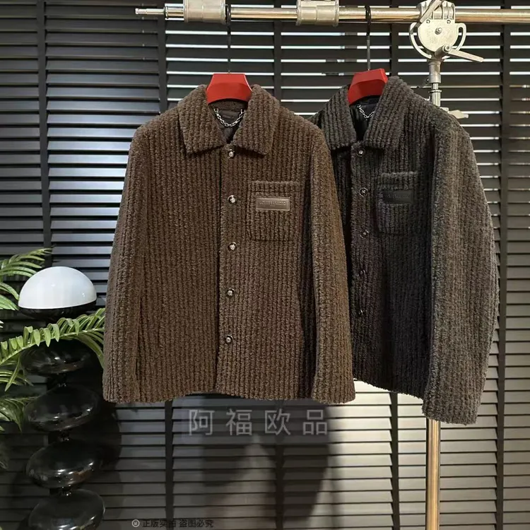 男士顶奢初剪暗条纹翻领羊毛外套【羊毛内胆】9815