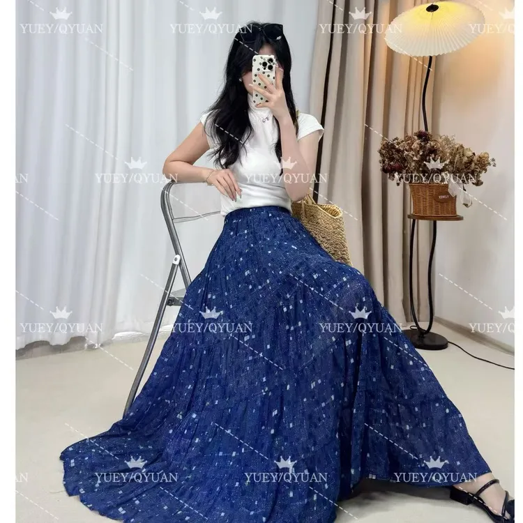 【星辰大海】2025夏季新款大裙摆碎花半身裙复古高腰显瘦长裙