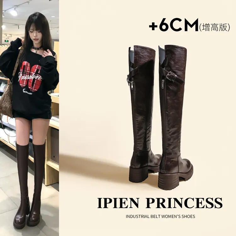 高跟长筒靴子女2025秋季新款英伦风飒爽骑士靴显瘦过膝瘦瘦靴复古