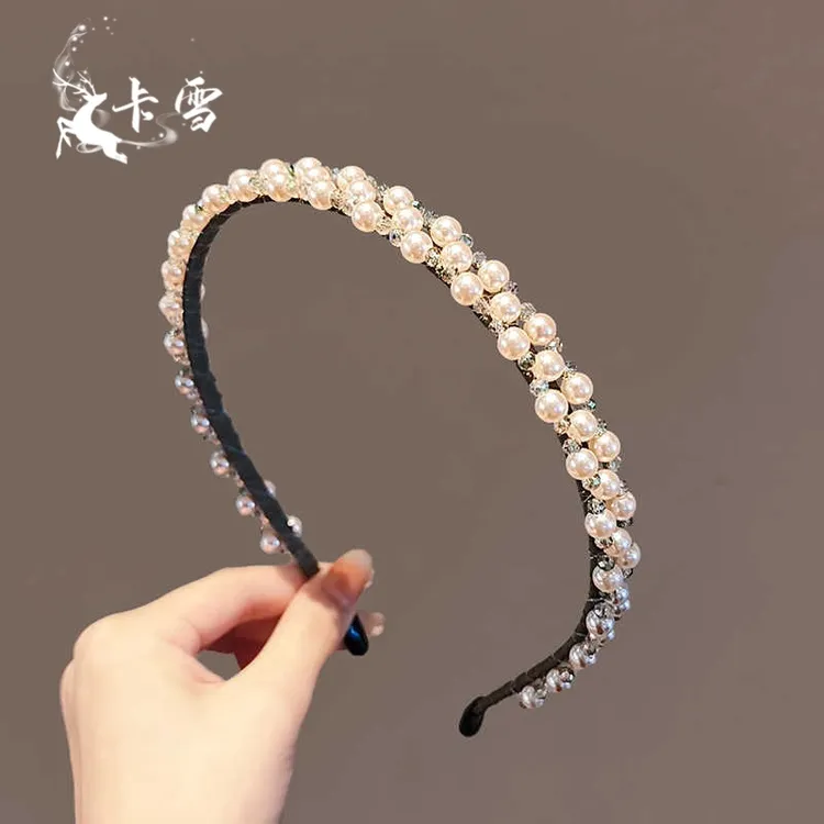 法式优雅复古珍珠水钻发箍气质甜美高级感压碎发卡百搭洗脸头箍女