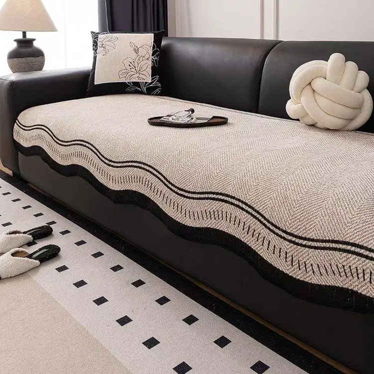 【异形波纹】高级感异形雪尼尔2025新款固定防滑沙发垫防滑四季款