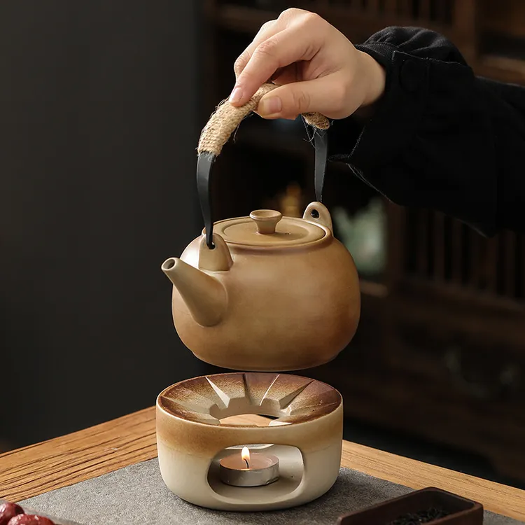 南瓜提梁壶粗陶泡茶壶单壶蜡烛温茶炉底座家用围炉煮茶暖茶小火炉