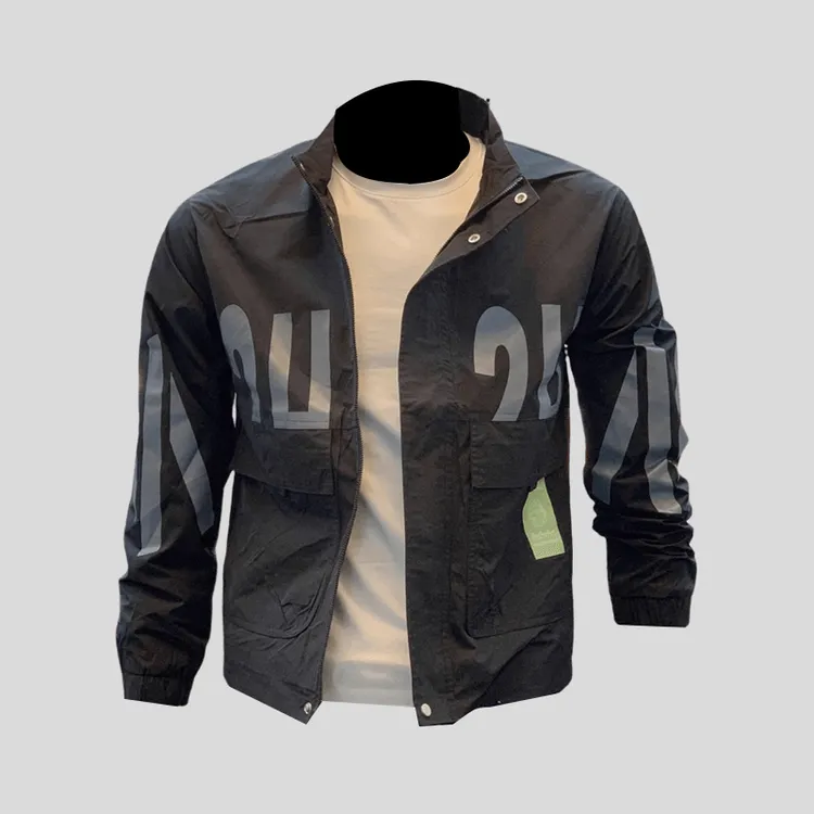 ohmmayby时尚男士秋款休闲夹克个性修立领青年身型潮牌薄外套外套