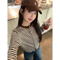张贝贝 细腻绵羊毛 艺术系条纹撞色开衫 EP33