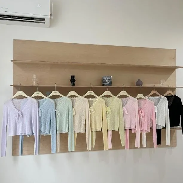 赵小小【多巴胺开衫】韩系蕾丝花边冰丝防晒针织开衫外套H-96072