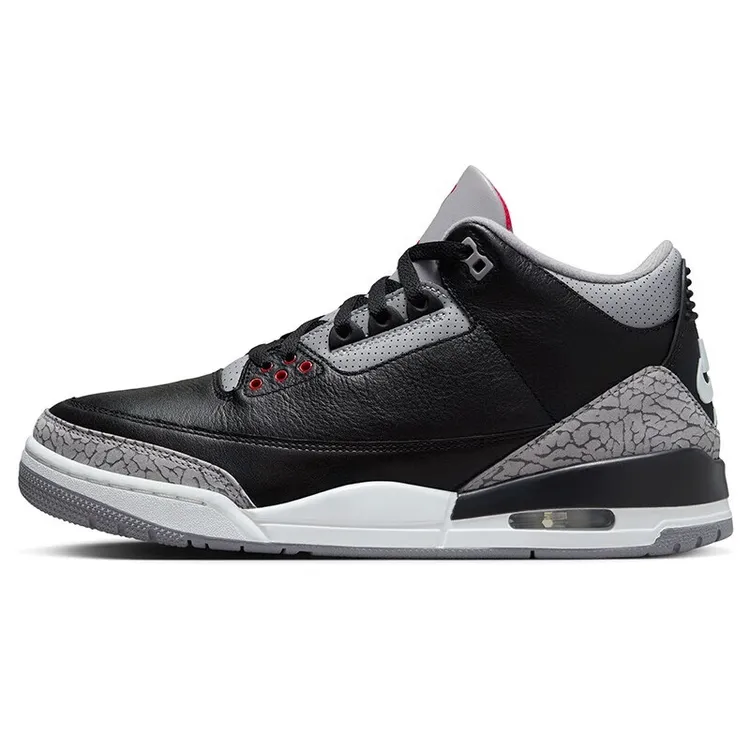 耐克NIKE男鞋JORDAN 3气垫运动鞋AJ3中帮篮球鞋黑水泥DN3707-010