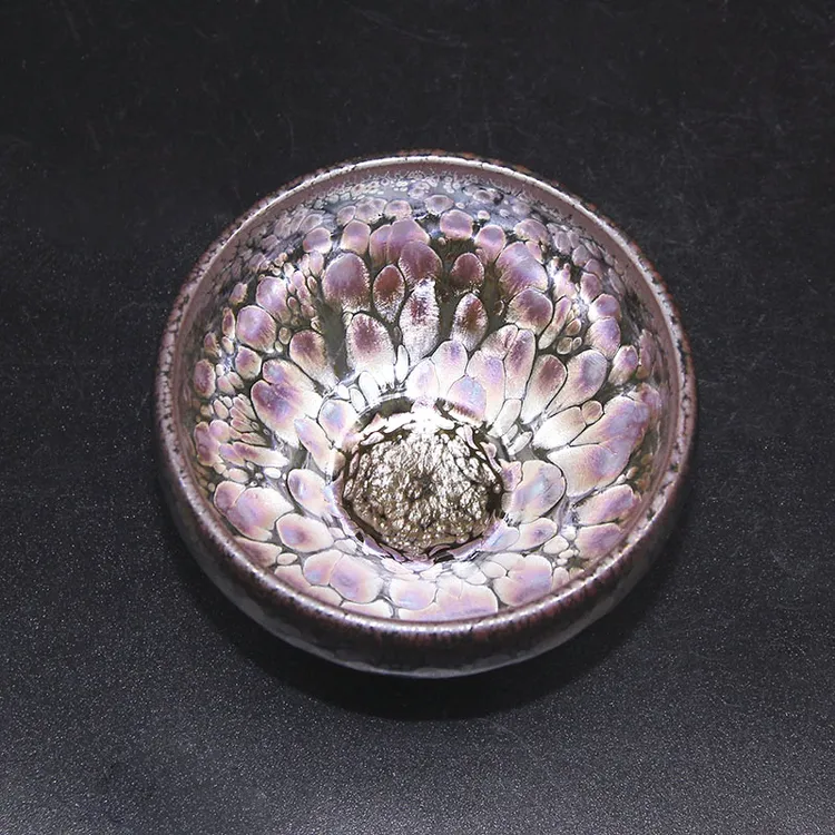 110毫升高端纯手工金牡丹钵建盏茶杯主人杯陶瓷紫金油滴单杯