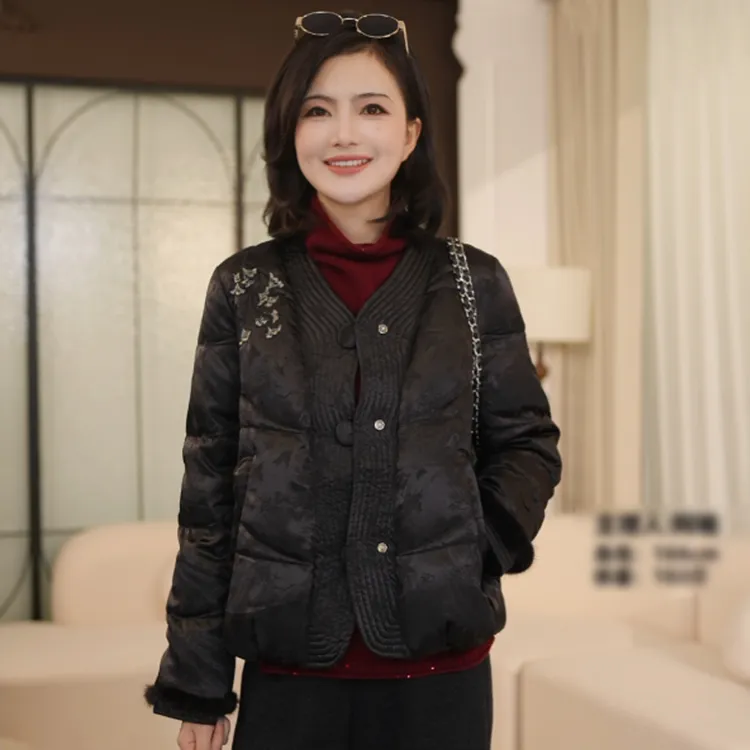 枫竺阿楠anan 不负韶华 90白鸭绒新中式冬装提花刺绣女士羽绒服冬