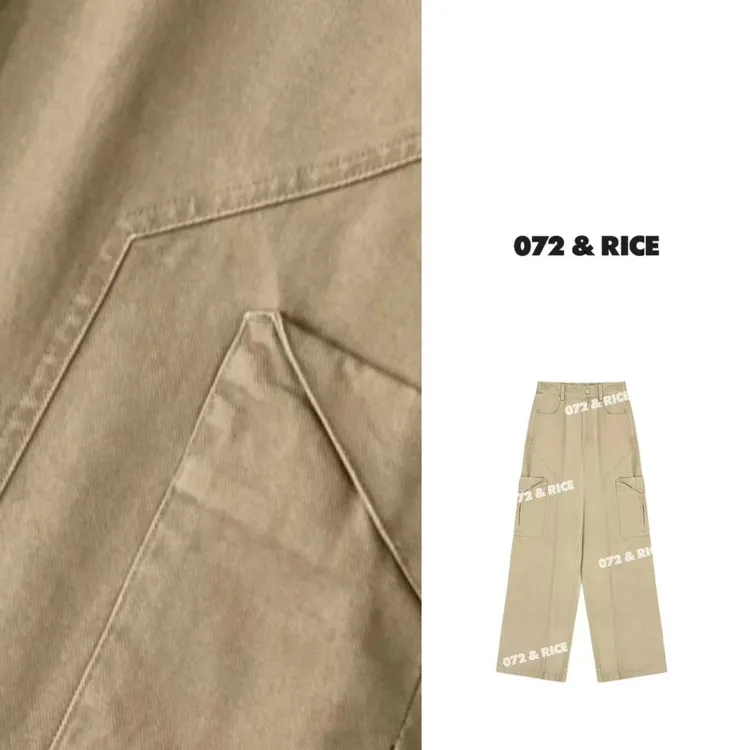 072 & RICE【松弛工装】100纯棉 秋季休闲后橡筋直筒长裤 32LK112
