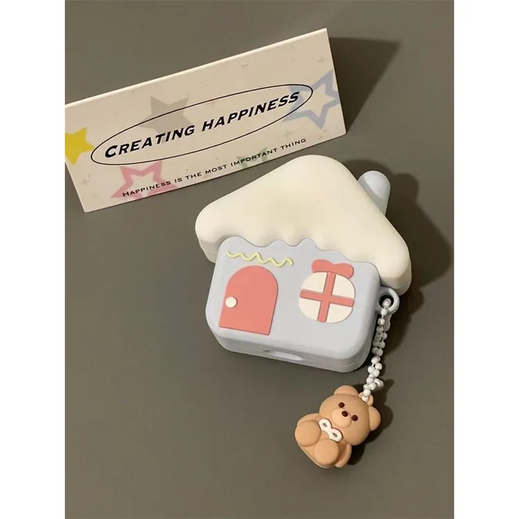卡通小房子小熊适用AirPods1/2代耳机套苹果无线蓝牙pro新款3代女
