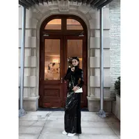 DUOMI【闪闪女神】黑白两色满身亮片拉链上衣半裙套装