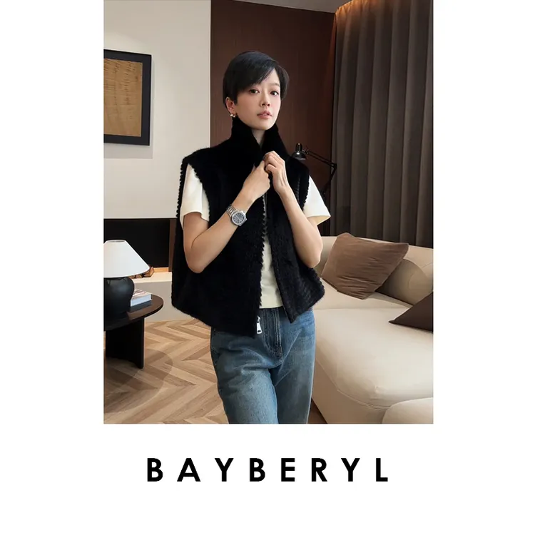 BAYBERYL老贝黑松露*水水翻领拉链短轻奢休闲秋马甲PY5H3046-9/7