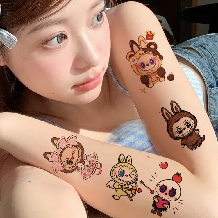 新款卡通纹身贴儿童学生可爱彩色少女手臂纹身贴防水环保装饰贴画