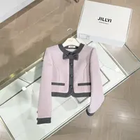 jillyi【紫藤花语】灰紫色圆领灰色单排扣少女风时尚百搭外套