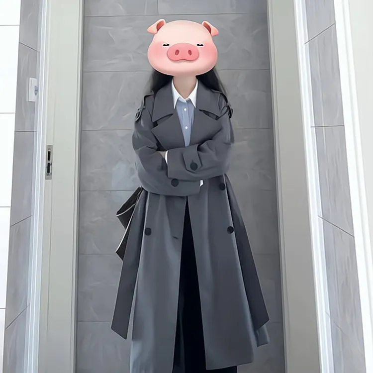 灰色风衣外套女中长款2025早春秋新款韩系小个子高级感超好看大衣