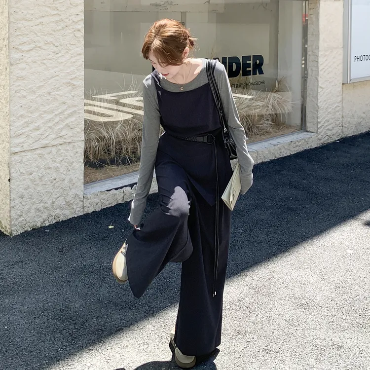 轻熟风时尚吊带T恤阔腿裤套装女2025秋季新款显瘦ootd超火三件套