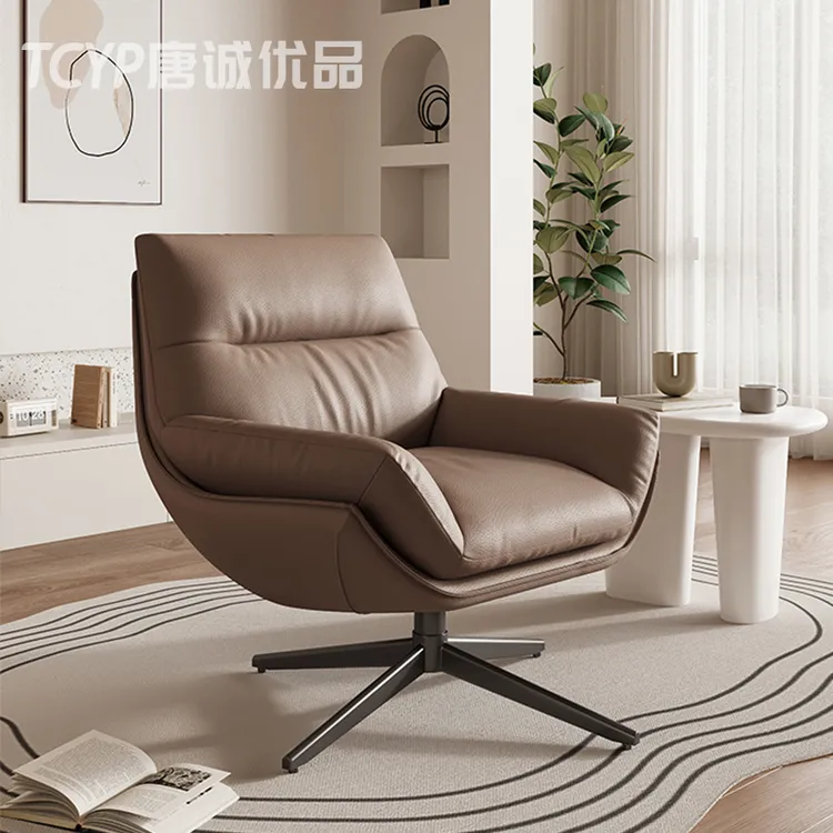 意式单人旋转沙发椅家用客厅阳台书房休闲轻奢懒人躺椅劳伦斯转椅