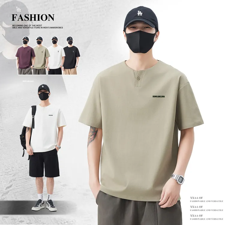 港风轻熟风字母印花圆领t恤男士夏季简约时尚男士男条纹长袖t恤