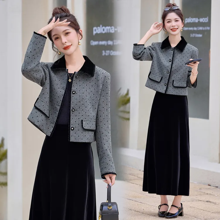法式小香风名媛气质套装裙女2025年春秋新款洋气时髦半身裙两件套
