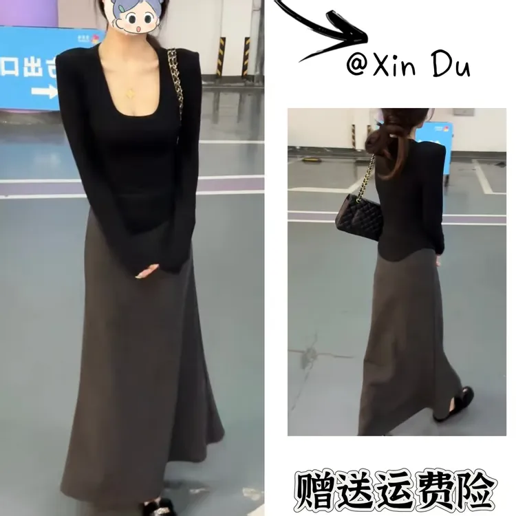 2025秋季新款时尚显瘦气质女士网红洋气两件套百搭款D23364