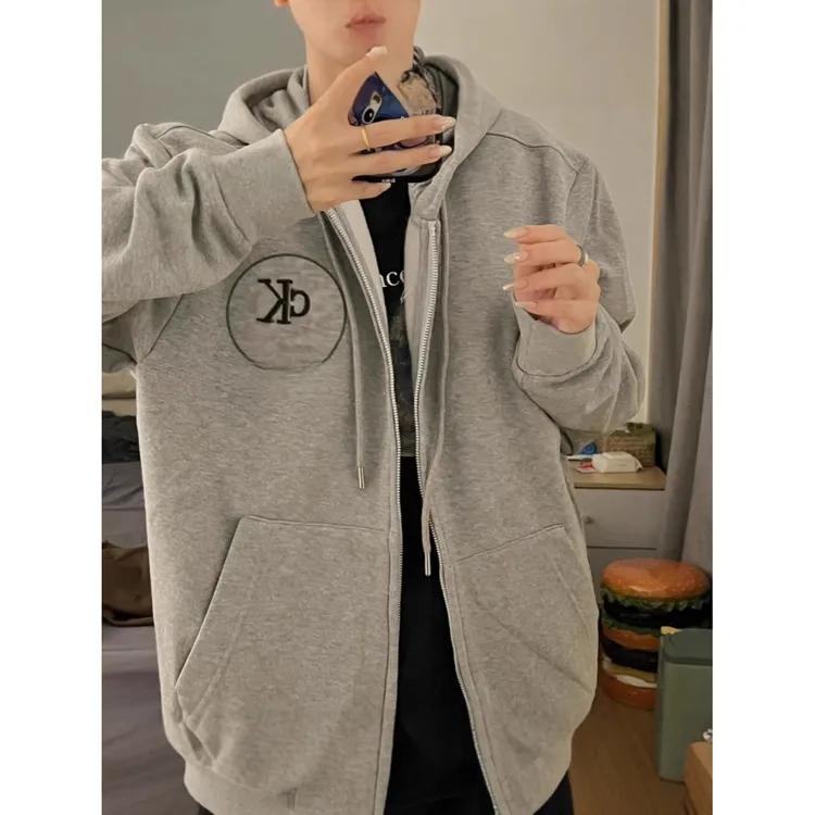 24ss潮牌秋冬新款C家Jennie珍妮同款宽松男女情侣款连帽开衫卫衣