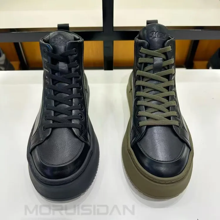 男士冬季新款加绒棉鞋休闲风纯色圆头增高耐磨休闲板鞋时尚舒适男