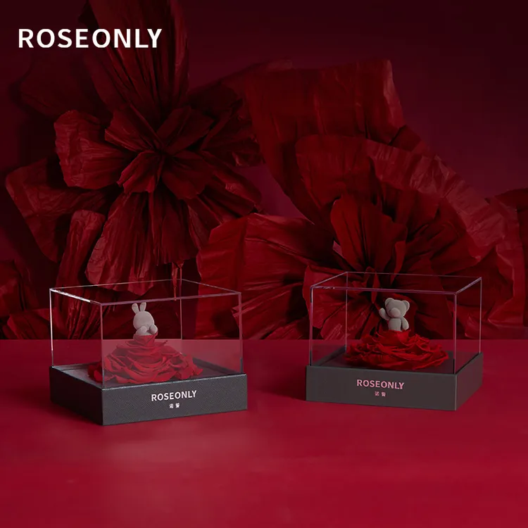 ROSEONLY诺誓钟情永生花玫瑰花兔熊情人节送女友礼盒