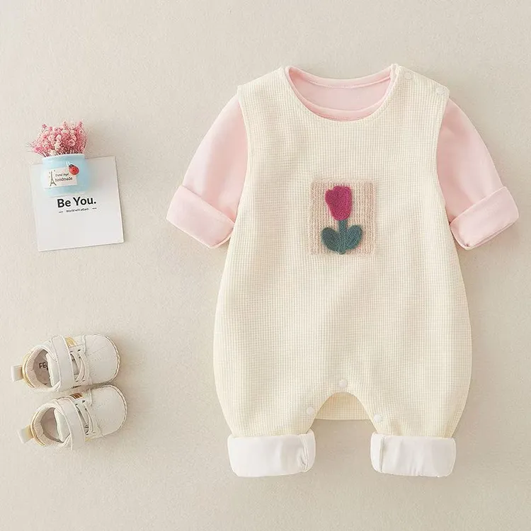 童装春秋双层外穿连身衣婴儿洋派打底衣ins风公主风时尚两件套装