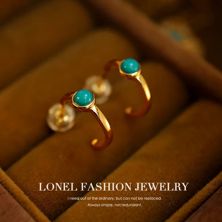 Lonel/洛奈 • 绿波潺潺 • 绿松石&925银 • 宫廷风耳环 DYSC12178