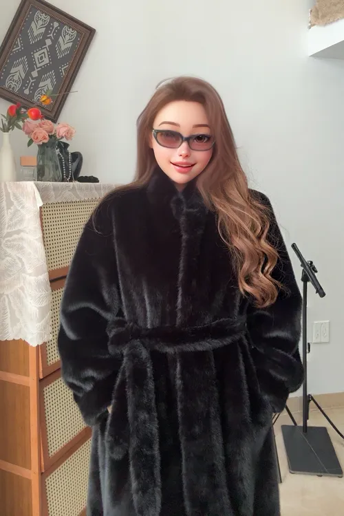 人造皮草 【小米貂】环保毛毛外套长款保暖气质时尚