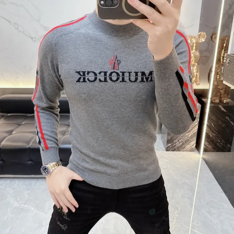 2025欧版秋冬季新款高品质男士时尚潮流百搭打底衫针织毛衣5218
