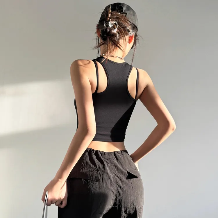 岚纹一体式瑜伽背心女外穿普拉提防震聚拢跑步运动内衣夏健身文胸