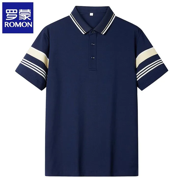 Romon/罗蒙休闲短袖t恤夏季新款男士polo衫爸爸装商务男装上衣潮