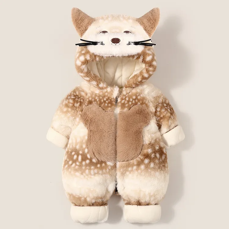 网红婴儿连体衣冬季加厚保暖夹棉哈衣宝宝衣服秋冬外出加绒超洋气