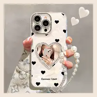 爱心镜面适用于苹果17华为vivo/oppo小米iPhone精孔贝壳纹手机壳